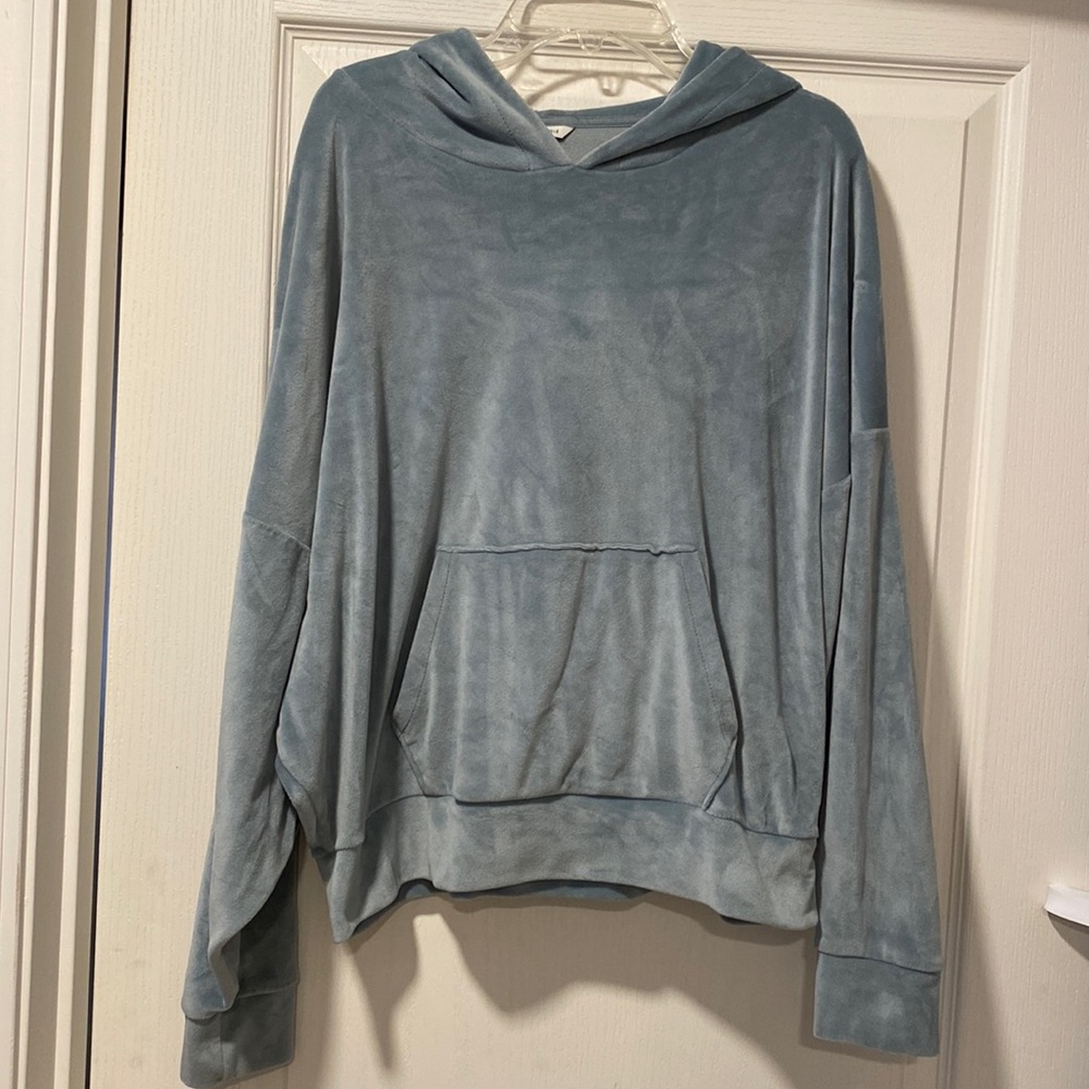 American Eagle M Light Blue Velour Hoodie